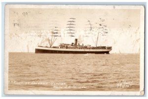 1928 SS Yukon At Columbia Glacier Ketchikan Alaska AK RPPC Photo Postcard 