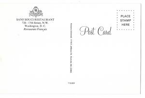 Sans Souci Restaurant Interior Dining Room Washington DC Vtg Postcard