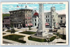 Asheville North Carolina Postcard Pack Square Looking South Memorial Park 1923