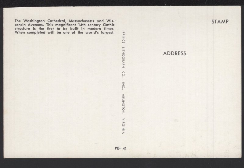 DC WASHINGTON The Washington Cathedral, 14th Century Gothic Structure ~ Chrome