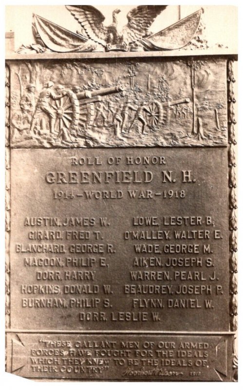 New Hampshire Greenfield WWI Memorial