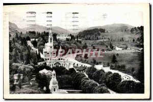 Old Postcard Lourdes Overview of the Basilica and Calvary taking the Castle H...