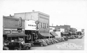 Custer SD Main Street Storefronts Black Hill's Cafe Old Cars Real Photo Postcard