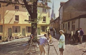 Student Street Artists on Elm Hill Norwich 1960s Postcard