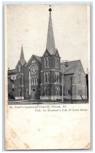1908 St Paul Lutheran Church Chapel Dixon Illinois Vintage Antique Postcard 