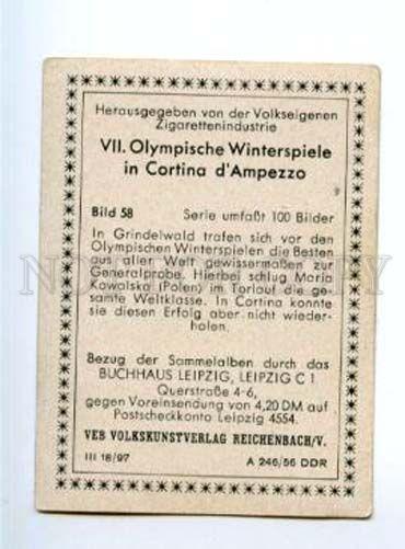 166987 VII Olympic MARIA KOWALSKA alpine skier CIGARETTE card