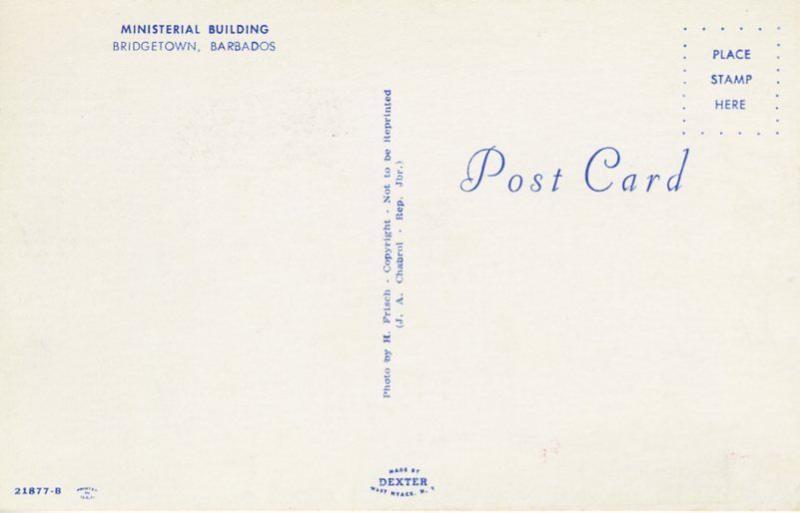 Ministerial Building Bridgetown Barbados Caribbean Unused Vintage Postcard D26
