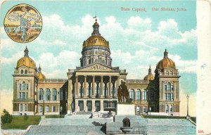 Vintage Postcard; State Capitol Des Moines IA State Seal, Wheelock Pub. Unposted