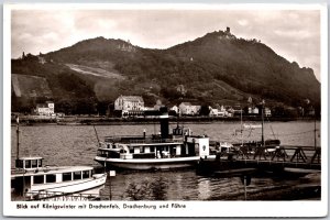 Blick Auf Konigswinter Mit Drachenfels Drachenburg Und Fahre Real RPPC Postcard