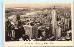 *Bird's Eye View North River New York City NYC Arthur Jaffe Vintage Postcard C23