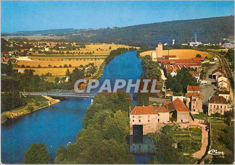 'Old Postcard Nogent l''Artaud (Aisne) Aerial view Bridge over the Marne'