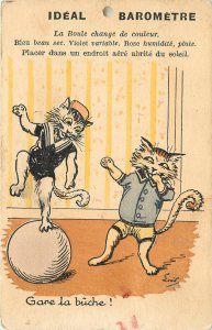 Postcard C-1910 Louis Wain dancing cats ball Color Barometer Novelty TP24-2280