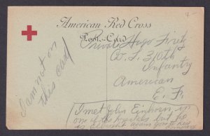 FRANCE 1918, Postcard WWI, Red Cross, American Troops in Parade