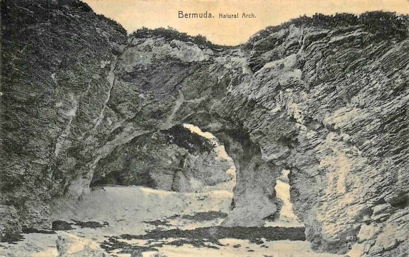 BERMUDA~NATURAL ARCH~1910 POSTMARK-G H BRADLEY PHOTO POSTCARD