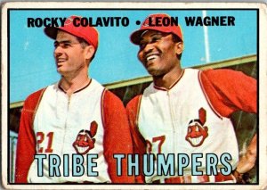 1968 Topps Baseball Card Rocky Colavito Leon Wagner Cleveland Indians sk3532