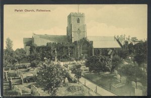 Kent Postcard - Parish Church, Folkestone      T3941