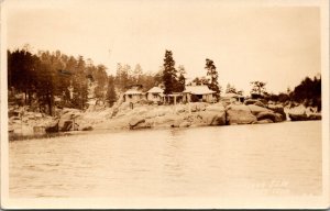 Vtg Big Bear Lake California CA Treasure Isle Island RPPC 1930s View Postcard