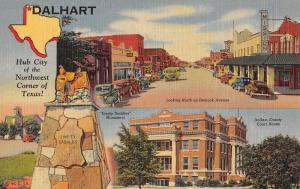 Dalhart Texas Street Scene Multiview Antique Postcard K96439