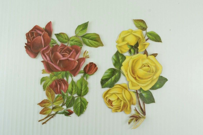 1880's Lovely Large Die Cut Flowers Lily Roses Victorian Mixed Lot of 18 PD293