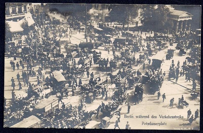 Berlin Potsdamerplatz Traffic Strike RPPC unused c1919