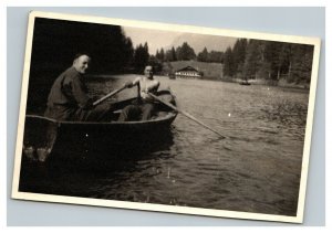 Vintage 1940's Lot of 2 Postcards Two Men in Rowboat on Lake Garmisch Germany