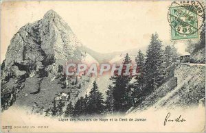 Old Postcard Line Rochers de Naye and Dent de Jaman