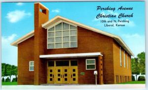 LIBERAL, Kansas  KS    PERSHING AVENUE CHRISTIAN CHURCH  ca 1950s  Postcard