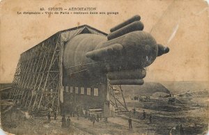 Aviation sport aerostation the airship Zeppelin balloon City of Paris in hangar