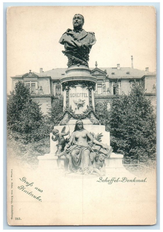 c1905 Scheffel Monument Greetings from Karlsruhe Germany Unposted Postcard