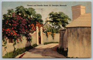 Thread & Needle Street  St. Georges  Bermuda   Postcard  1952