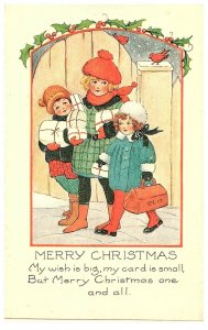 Merry Christmas My Wish is Big My Card is Small Postcard Old fashioned Postcard