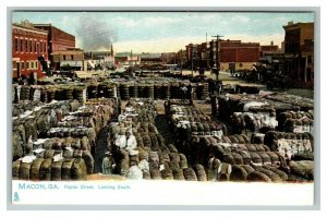Vintage 1910's Raphael Tuck Postcard Poplar Street Cotton Bales Macon Georgia