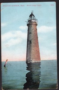 Massachusetts BOSTON HARBOR Minot Ledge Light (Light House) pm1910 Divided Back