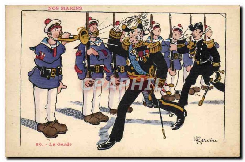 Old Postcard Gervese Illustrator Our Sailors the Guard Army
