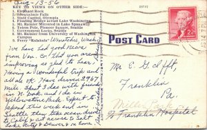 Washington State Map Large Letter Multi View Vintage Tourist Postcard