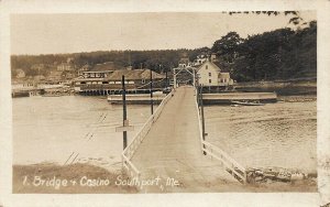 Southport ME Bridge & Casino Real Photo Postcard by Haddock