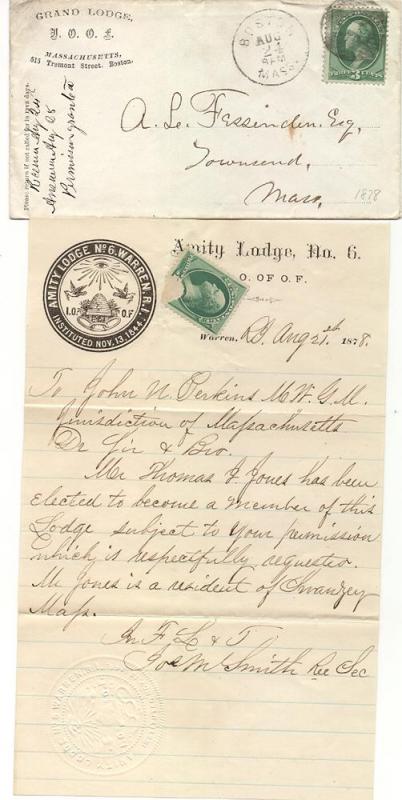 Odd Fellows Letter - Amity Lodge #6 - Boston, Mass.