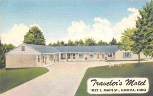 Traveler's Motel US Route 20 Geneva Ohio linen postcard