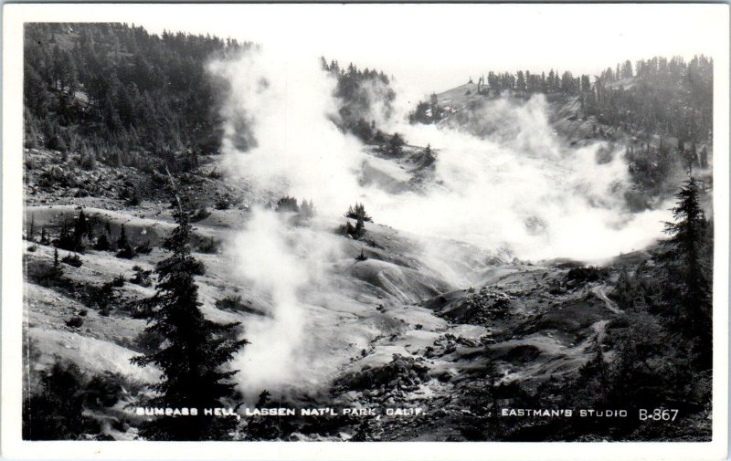 RPPC LASSEN NATIONAL PARK, CA California ~ BUMPASS HELL c1940s Eastman Postcard 