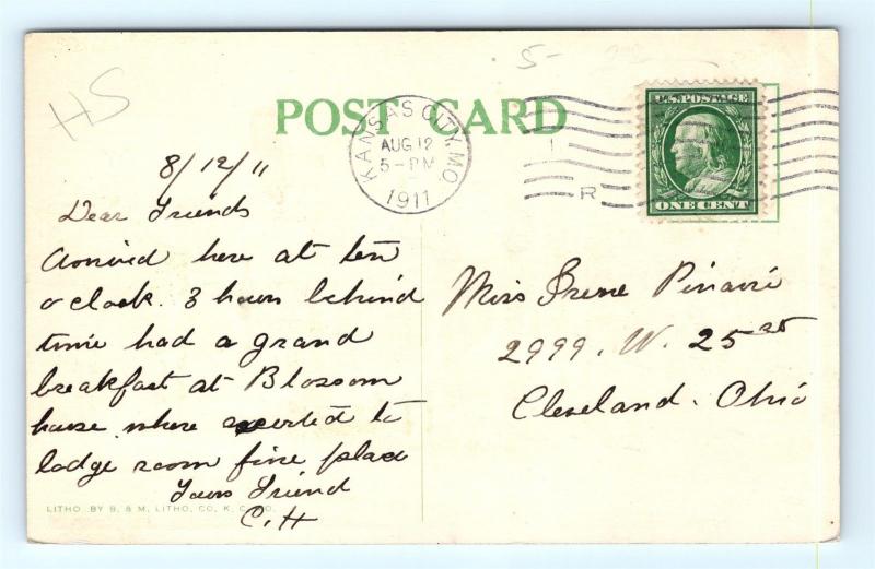Postcard MO Kansas City Fraternal Order of Eagles Aerie #47 1911 View H16
