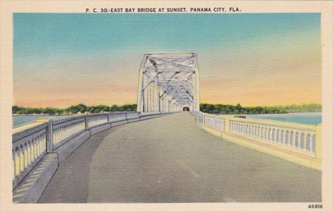 Florida Panama City East Bay Bridge At Sunset