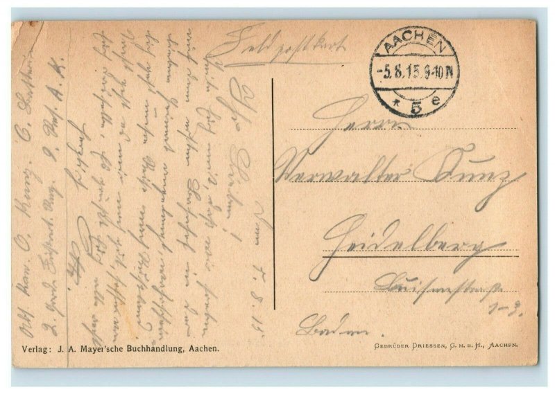 1914-18 WWI German Grenz-Bahnhof Herbesthal Train Station Feldpost Postcard P20 