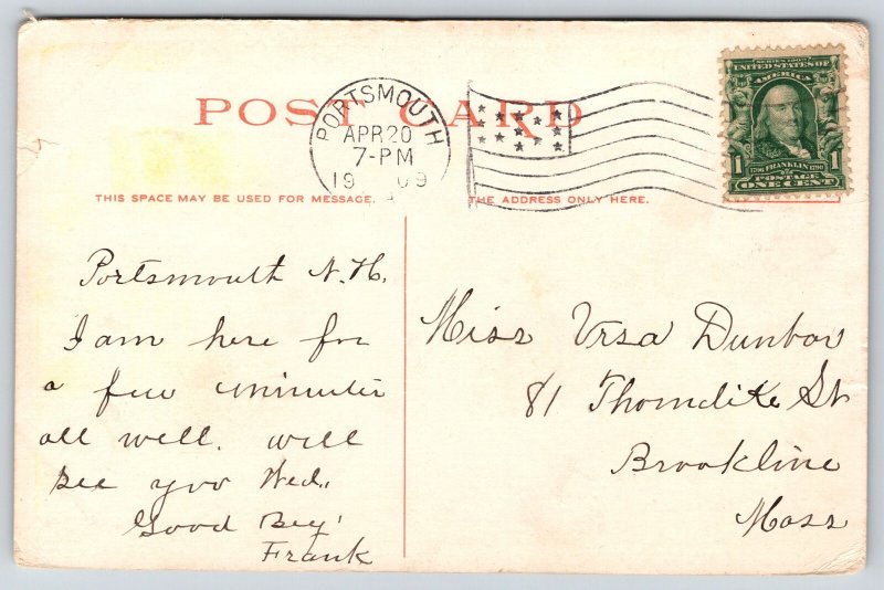 York Beach Maine~Flume Looking In~Cliffs~River~Detroit Pub Co 1909 Postcard