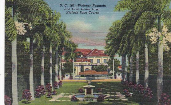 Widener Fountain and Club House Lawn Hialeah Race Course Miami Florida Curteich