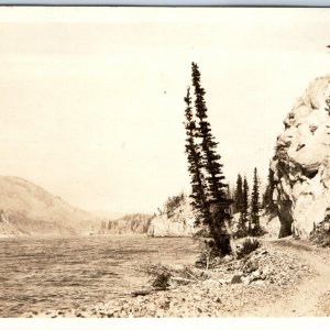 c1920s Unknown Lake RPPC Mountain Trail Amateur Real Photo Postcard Antique A95