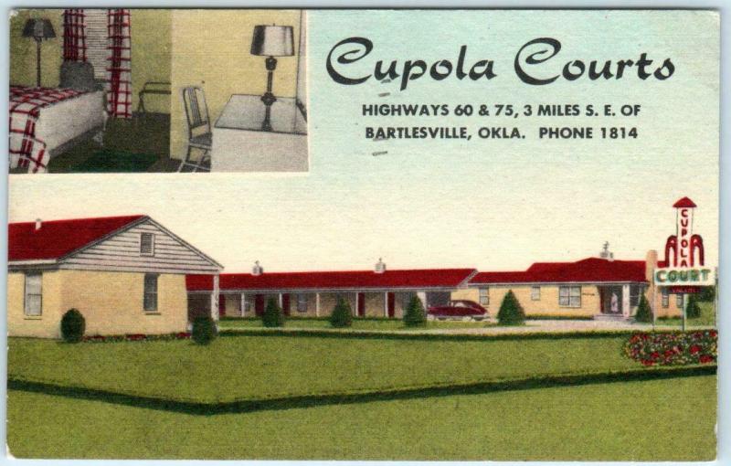 BARTLESVILLE, Oklahoma  OK   Roadside  CUPOLA COURTS  1953 Linen  Postcard