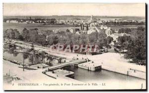 Old Postcard Ouistreham Vue Generale Le Pont Tournant and City Boat