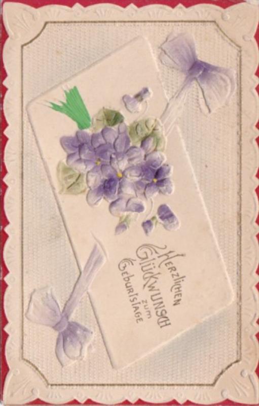 Birthday Herzlichen Glueckwunsch With Purple Flowers