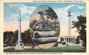 c.'24,  Civil War, Monuments, Iowa, WI, NY, Chickamauga Park, Tenn, Old Postcard