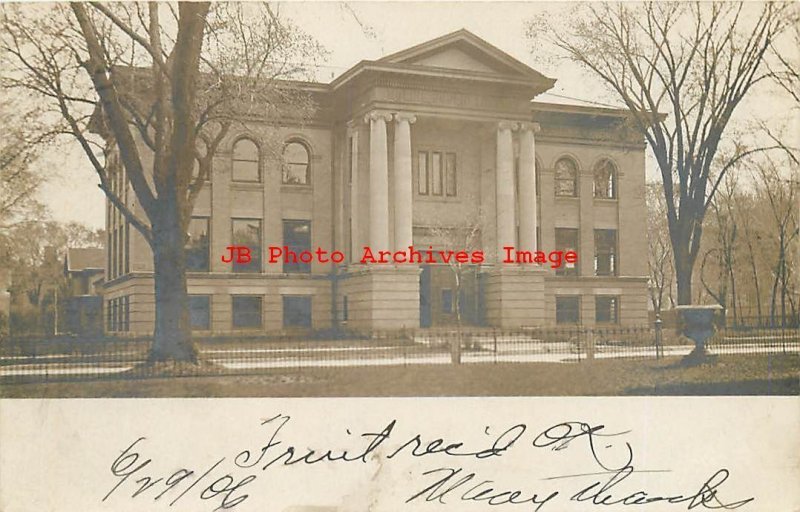 IL, Moline, Illinois, RPPC, Public Library Building, Exterior, 1906 PM, Photo